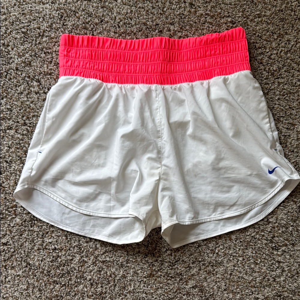 Nike Women's White and Pink Athletic Shorts
